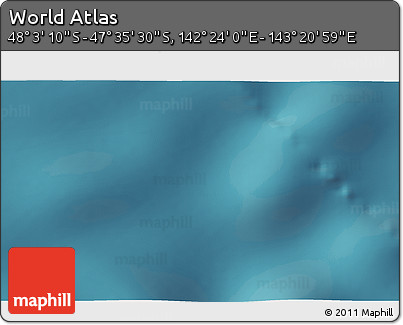 Satellite 3D Map of the Area around 47° 49' 20" S, 142° 52' 30" E