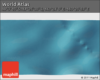 Satellite 3D Map of the Area around 47° 49' 20" S, 142° 52' 30" E