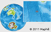 Physical Location Map of the area around 47° 49' 20" S, 143° 43' 29" E
