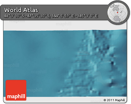 Satellite 3D Map of the Area around 47° 49' 20" S, 144° 34' 29" E