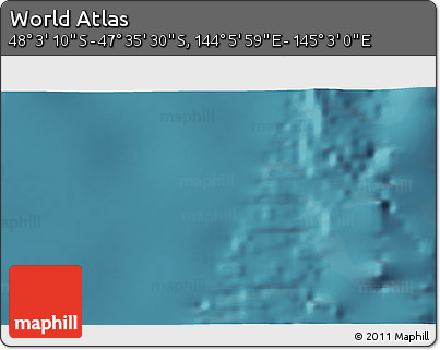 Satellite 3D Map of the Area around 47° 49' 20" S, 144° 34' 29" E