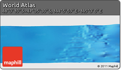 Physical Panoramic Map of the Area around 47° 49' 20" S, 144° 34' 29" E