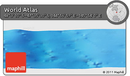 Physical Panoramic Map of the Area around 47° 49' 20" S, 145° 25' 30" E