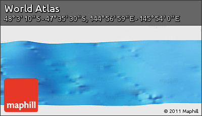 Physical Panoramic Map of the Area around 47° 49' 20" S, 145° 25' 30" E