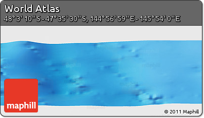 Physical Panoramic Map of the Area around 47° 49' 20" S, 145° 25' 30" E