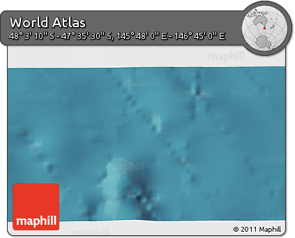 Satellite 3D Map of the Area around 47° 49' 20" S, 146° 16' 30" E