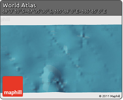 Satellite 3D Map of the Area around 47° 49' 20" S, 146° 16' 30" E
