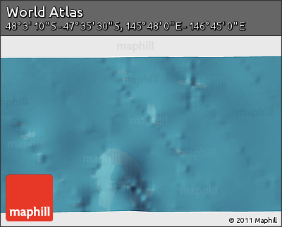 Satellite 3D Map of the Area around 47° 49' 20" S, 146° 16' 30" E
