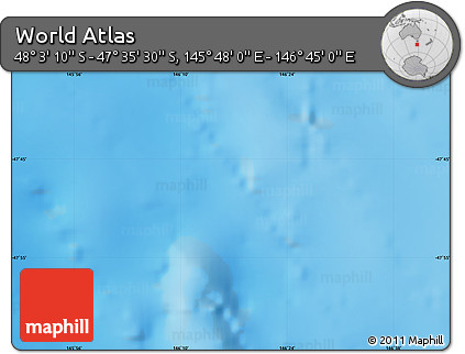 Physical Map of the Area around 47° 49' 20" S, 146° 16' 30" E