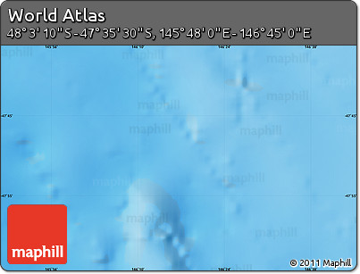 Physical Map of the Area around 47° 49' 20" S, 146° 16' 30" E