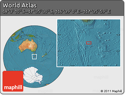 Satellite Location Map of the Area around 47° 49' 20" S, 147° 7' 30" E