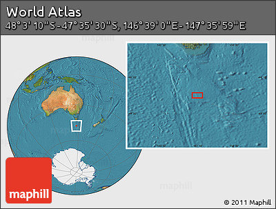 Satellite Location Map of the Area around 47° 49' 20" S, 147° 7' 30" E