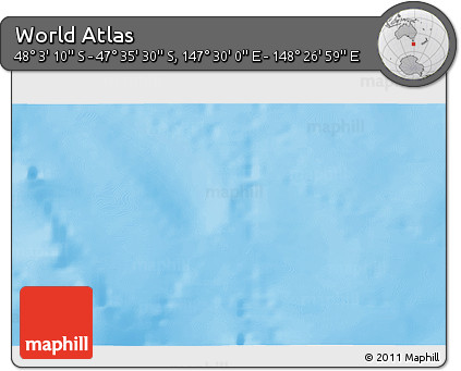 Physical 3D Map of the Area around 47° 49' 20" S, 147° 58' 29" E