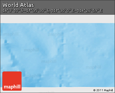 Physical 3D Map of the Area around 47° 49' 20" S, 147° 58' 29" E