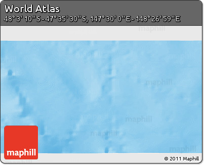 Physical 3D Map of the Area around 47° 49' 20" S, 147° 58' 29" E