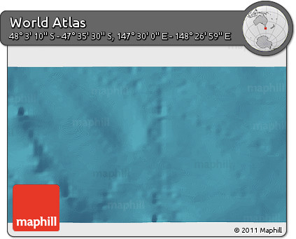 Satellite 3D Map of the Area around 47° 49' 20" S, 147° 58' 29" E