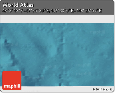 Satellite 3D Map of the Area around 47° 49' 20" S, 147° 58' 29" E