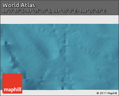 Satellite 3D Map of the Area around 47° 49' 20" S, 147° 58' 29" E