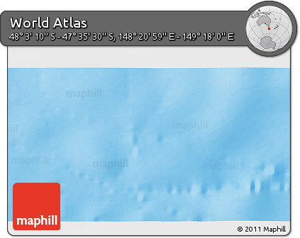 Physical 3D Map of the Area around 47° 49' 20" S, 148° 49' 29" E