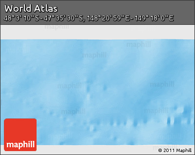 Physical 3D Map of the Area around 47° 49' 20" S, 148° 49' 29" E