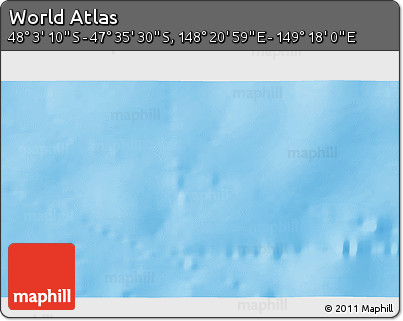 Physical 3D Map of the Area around 47° 49' 20" S, 148° 49' 29" E