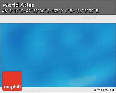 Shaded Relief 3D Map of the Area around 47° 49' 20" S, 155° 37' 30" E
