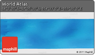 Physical Panoramic Map of the Area around 47° 49' 20" S, 159° 1' 30" E