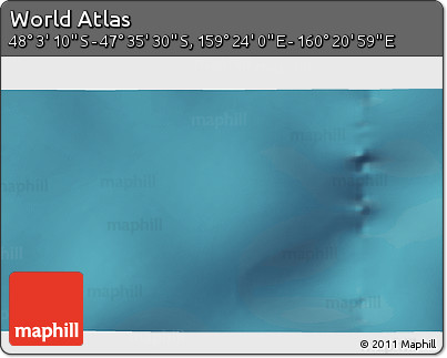 Satellite 3D Map of the Area around 47° 49' 20" S, 159° 52' 30" E