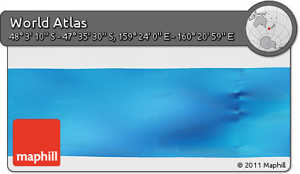 Physical Panoramic Map of the Area around 47° 49' 20" S, 159° 52' 30" E