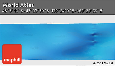 Physical Panoramic Map of the Area around 47° 49' 20" S, 159° 52' 30" E