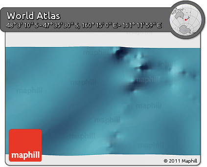 Satellite 3D Map of the Area around 47° 49' 20" S, 160° 43' 29" E