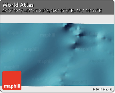 Satellite 3D Map of the Area around 47° 49' 20" S, 160° 43' 29" E