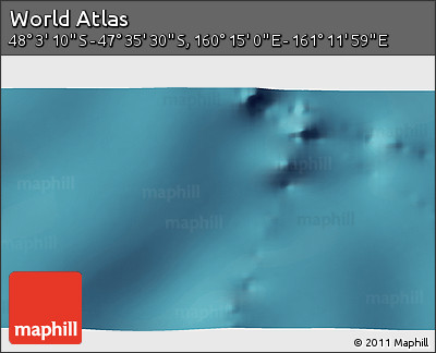 Satellite 3D Map of the Area around 47° 49' 20" S, 160° 43' 29" E