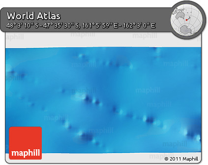 Physical 3D Map of the Area around 47° 49' 20" S, 161° 34' 29" E