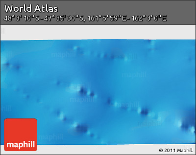 Physical 3D Map of the Area around 47° 49' 20" S, 161° 34' 29" E