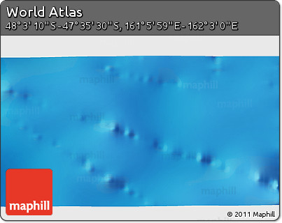 Physical 3D Map of the Area around 47° 49' 20" S, 161° 34' 29" E