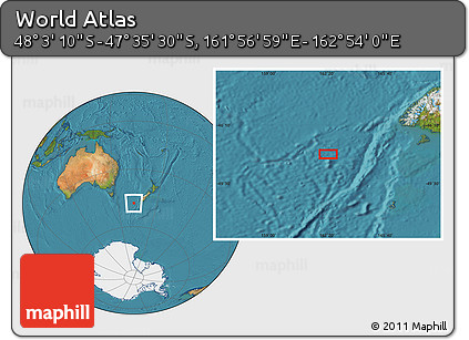 Satellite Location Map of the Area around 47° 49' 20" S, 162° 25' 30" E