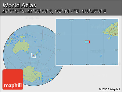 Savanna Style Location Map of the Area around 47° 49' 20" S, 163° 16' 30" E