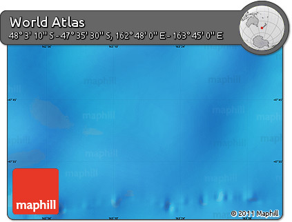 Physical Map of the Area around 47° 49' 20" S, 163° 16' 30" E