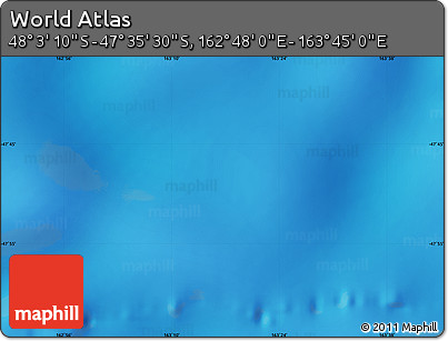 Physical Map of the Area around 47° 49' 20" S, 163° 16' 30" E