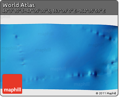 Shaded Relief 3D Map of the Area around 47° 49' 20" S, 164° 7' 30" E
