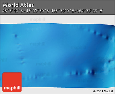 Shaded Relief 3D Map of the Area around 47° 49' 20" S, 164° 7' 30" E