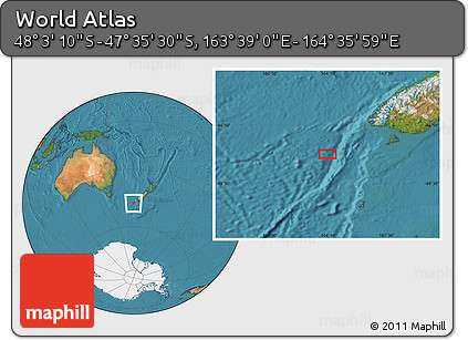 Satellite Location Map of the Area around 47° 49' 20" S, 164° 7' 30" E