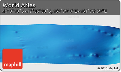 Physical Panoramic Map of the Area around 47° 49' 20" S, 164° 7' 30" E
