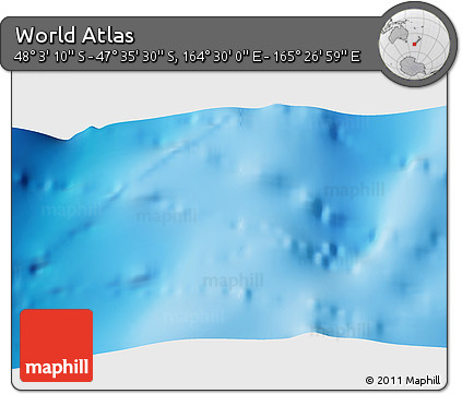 Physical 3D Map of the Area around 47° 49' 20" S, 164° 58' 29" E