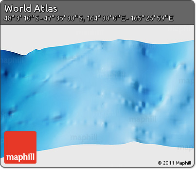Physical 3D Map of the Area around 47° 49' 20" S, 164° 58' 29" E