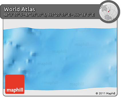 Physical 3D Map of the Area around 47° 49' 20" S, 165° 49' 29" E