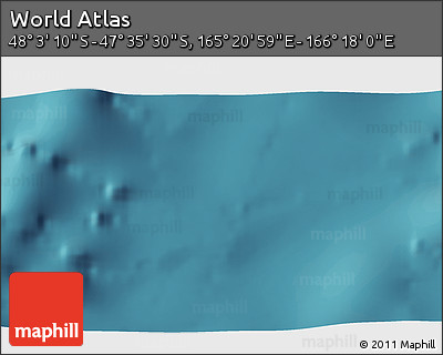 Satellite 3D Map of the Area around 47° 49' 20" S, 165° 49' 29" E