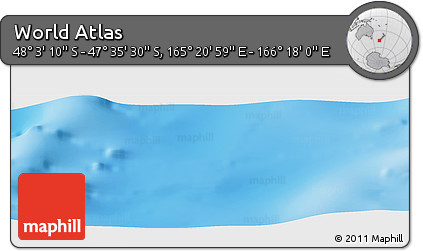 Physical Panoramic Map of the Area around 47° 49' 20" S, 165° 49' 29" E