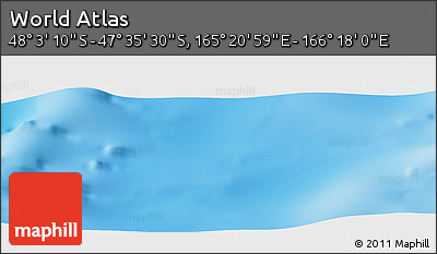 Physical Panoramic Map of the Area around 47° 49' 20" S, 165° 49' 29" E